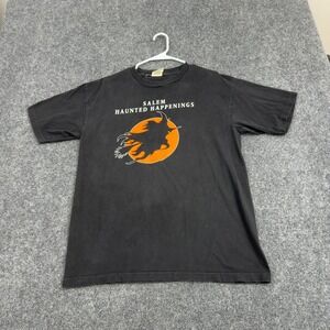 Vintage Salem Haunted Happenings Team Champ T Shirt Mens L Black Cotton Goth Tee